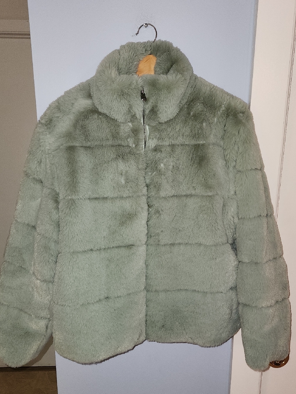 Mint Coloured Faux Fur Coat
